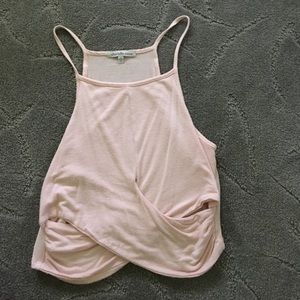 Pink crop top tank (cross over)