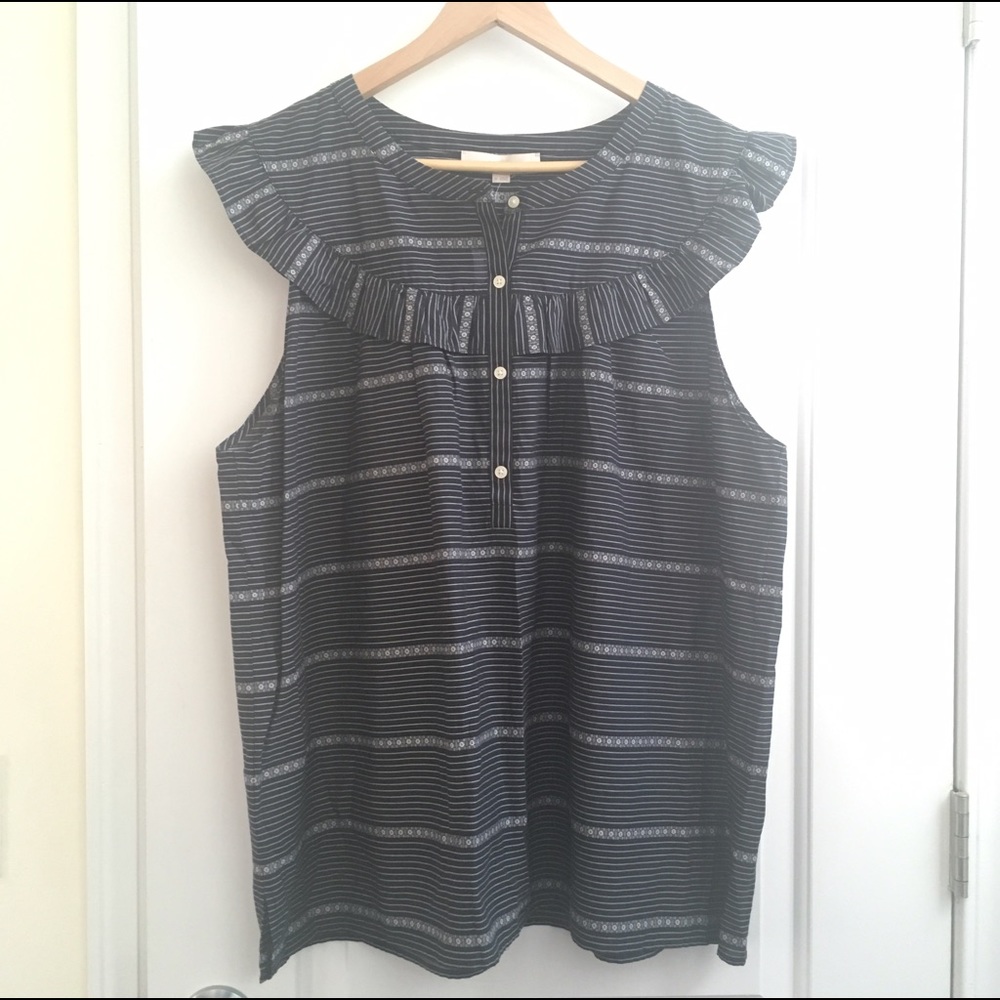 Ann Taylor loft blouse shirt sleeveless blue XL
