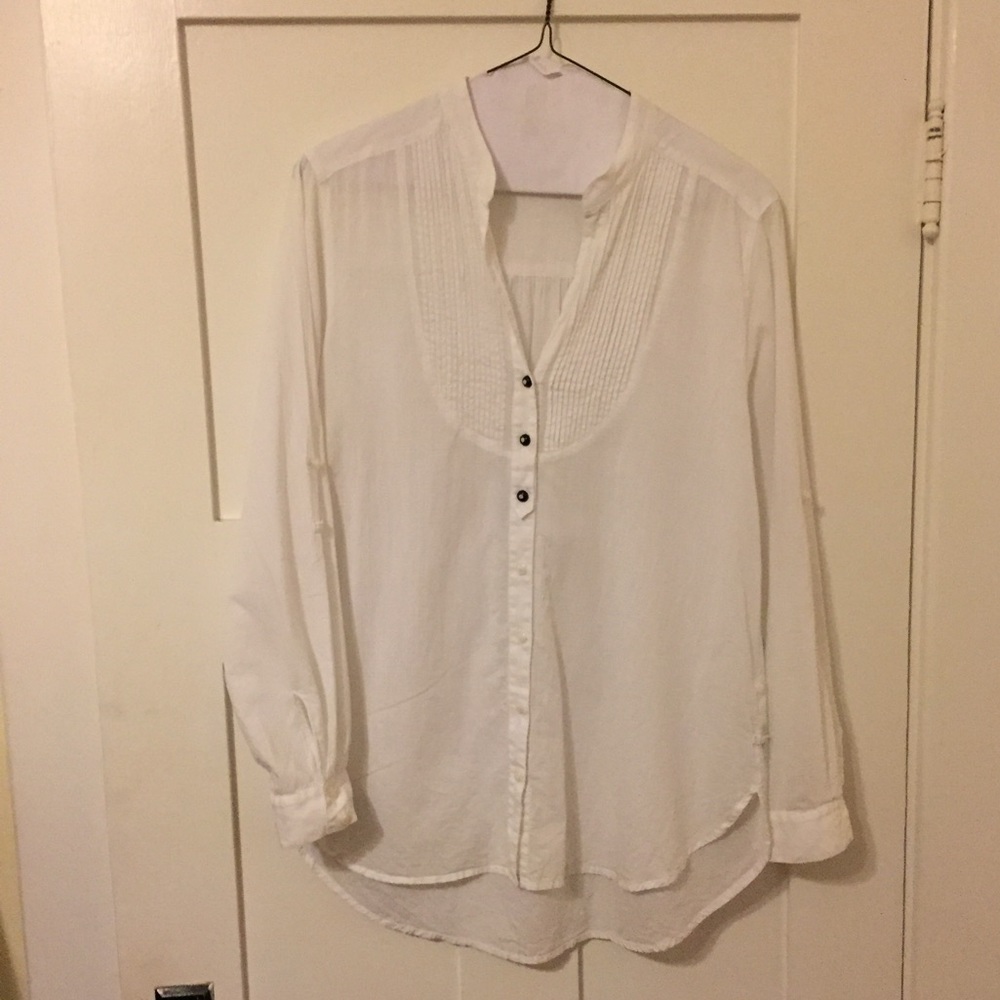 White Long Sleeve Button Up Shirt by Sanctuary