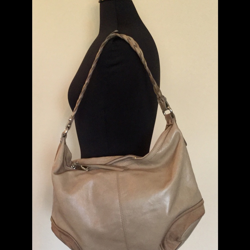 Leather Tan purse with suede accents