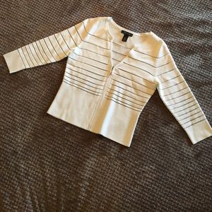 Modern white zipper cardigan