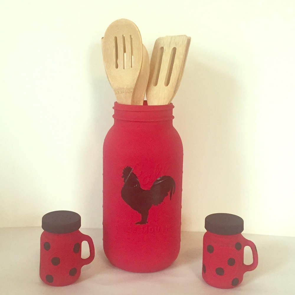 Adorable Mason Jar Kitchen Set! Great gift!! - Picture 1 of 1
