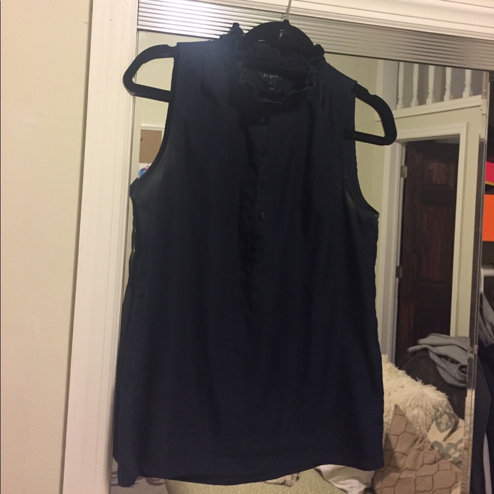 Blue half button j crew blouse