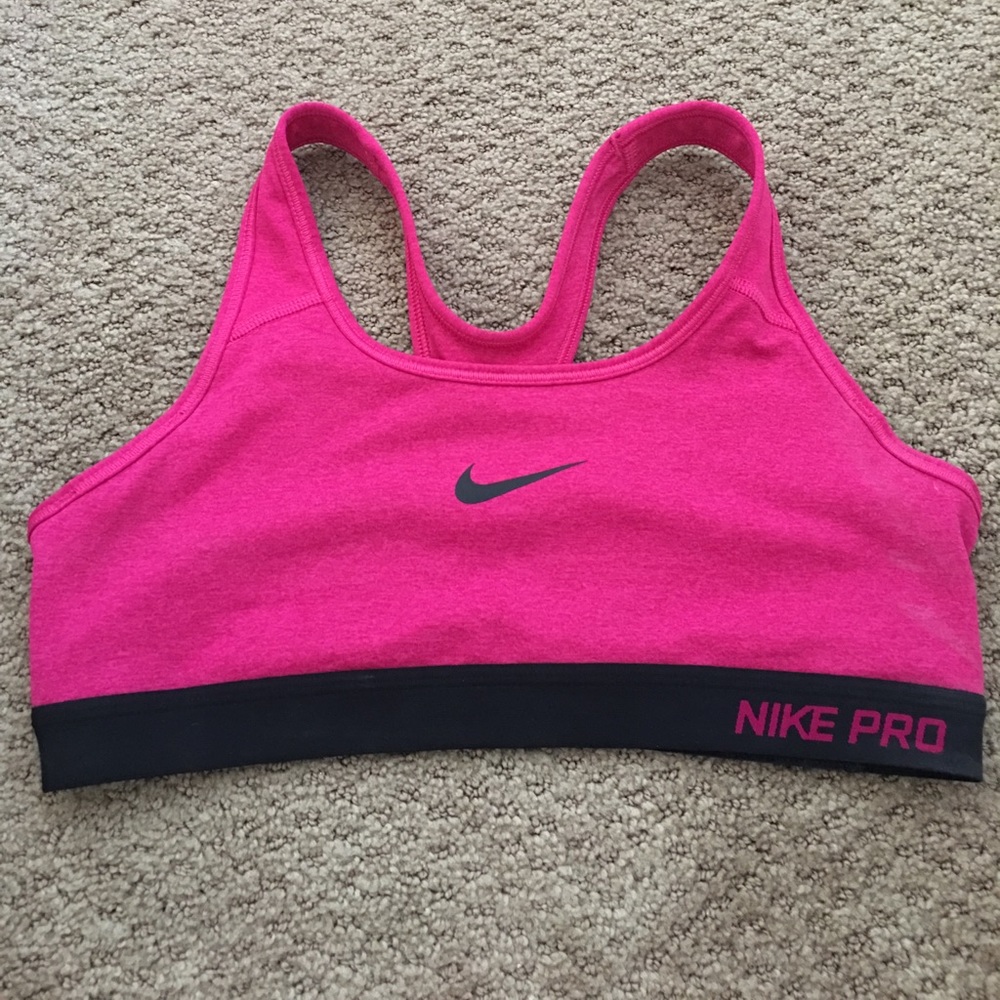 Pink Nike sports bra