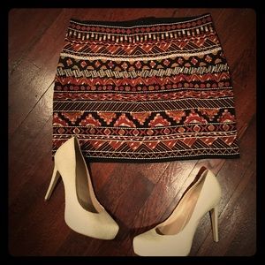 NWOT skirt with front beading/threading designs