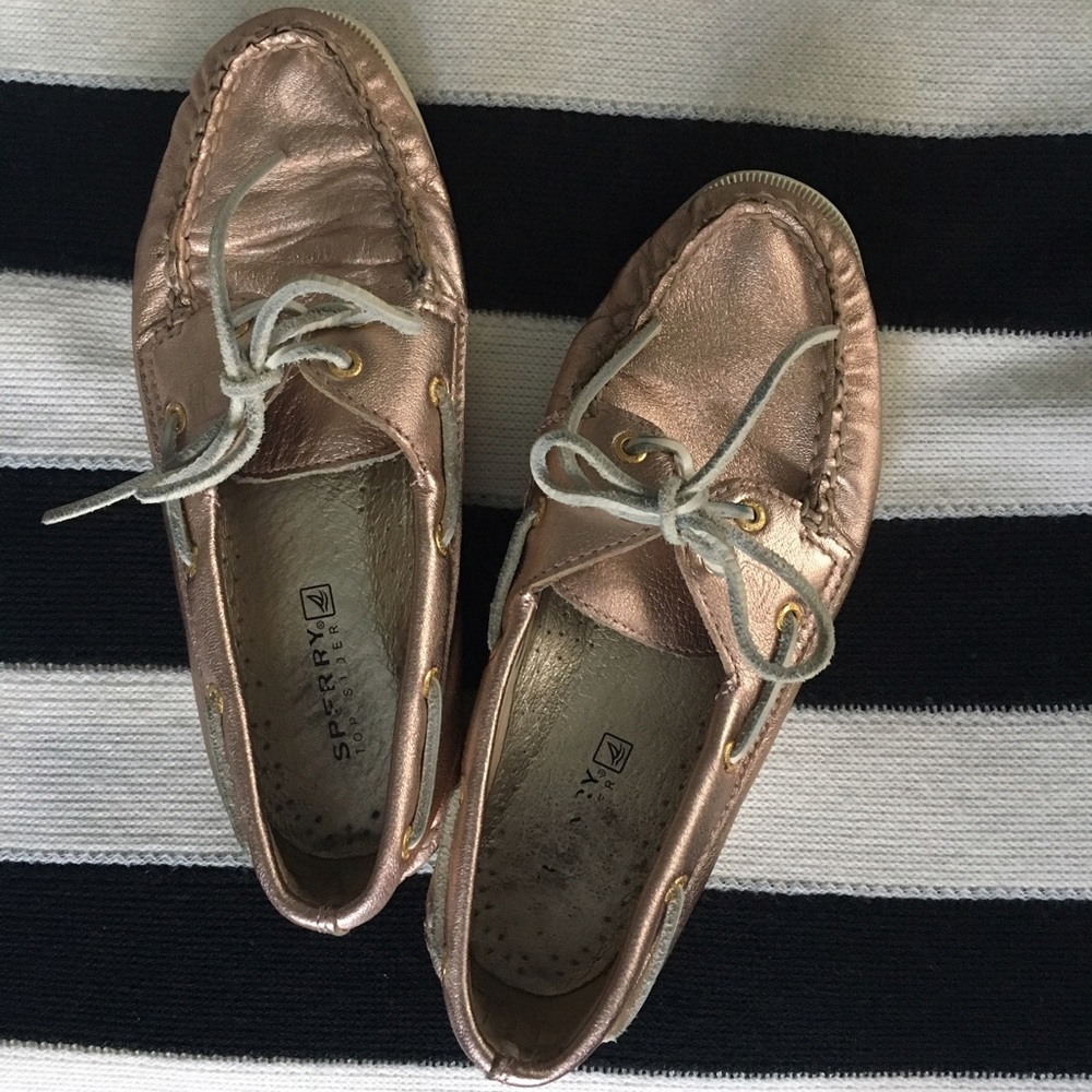 Rose gold Sperry topsiders