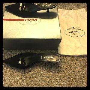Prada black dress shoes, kitten heel Prada black dress shoes, kitten heel
