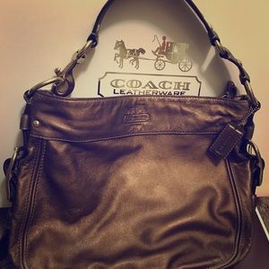 Coach metallic bronze leather bag