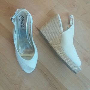 Candie's ivory wedge sandals