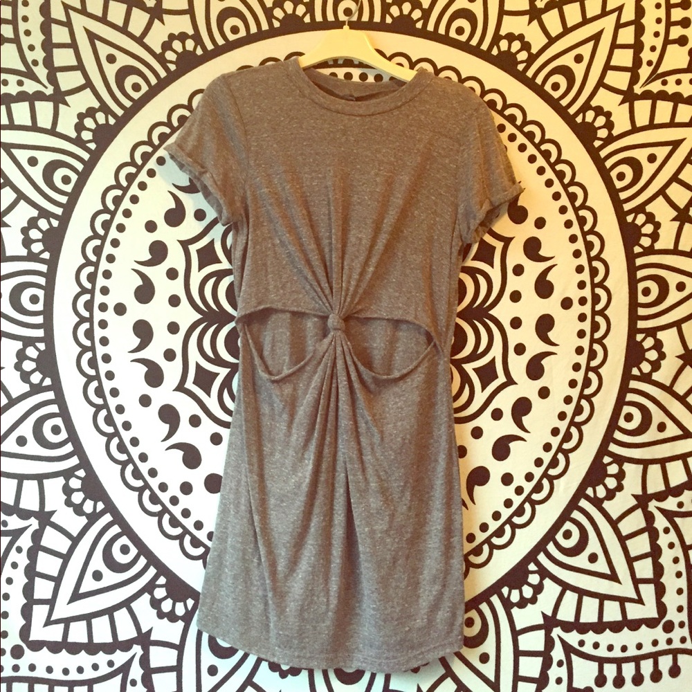 Open front, gray cotton dress