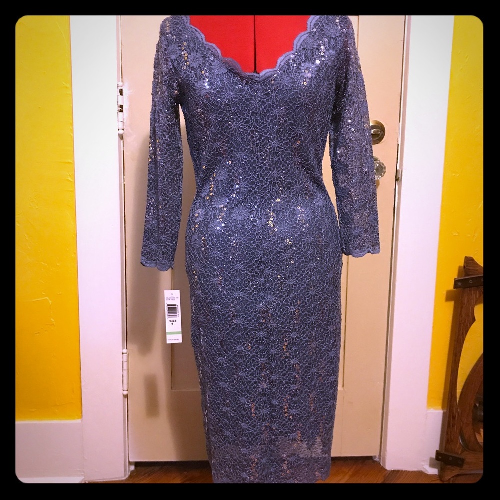 Onyx nite Wedgwood blue lace dress