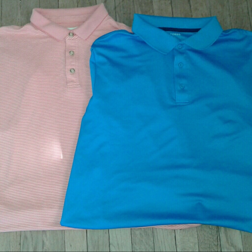 Pair of Men's XL Polo Shirts Blue/Peach