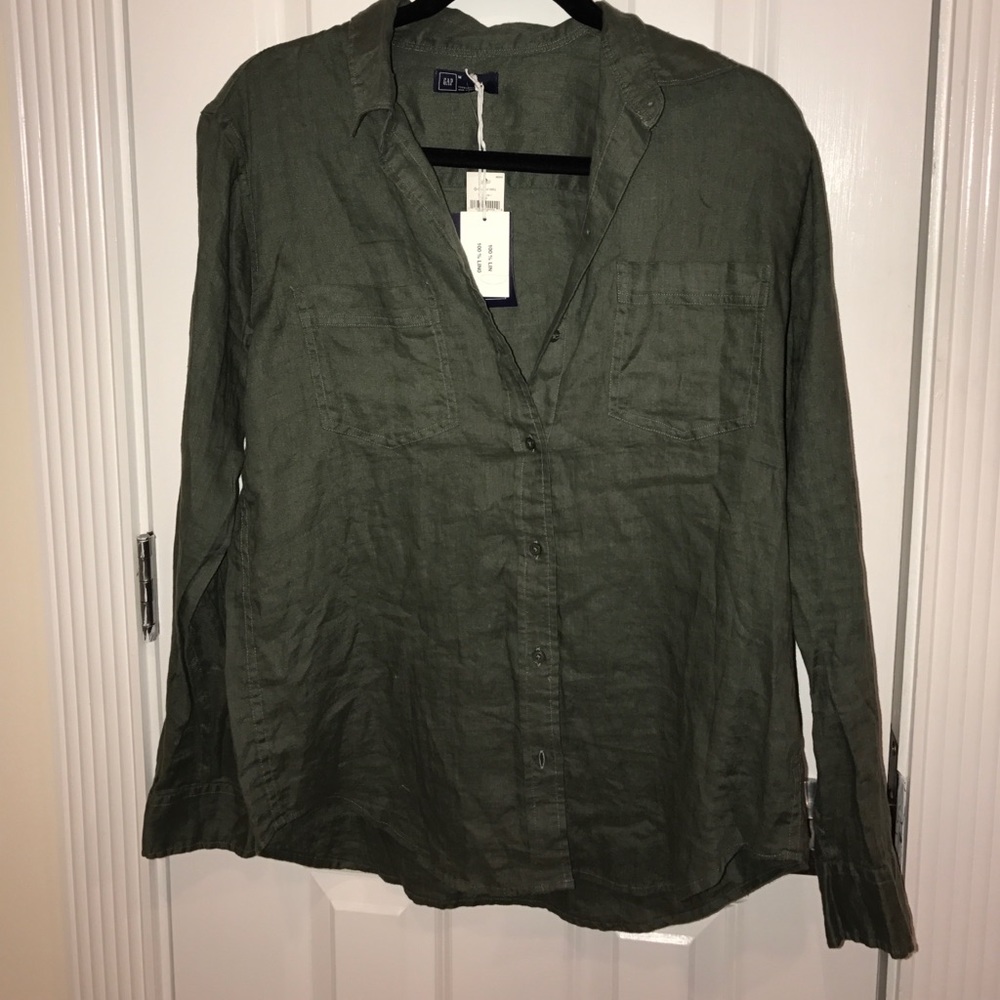 Boyfriend Collared shirt linen GAP size M