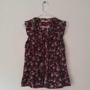 Ruffly burgundy top