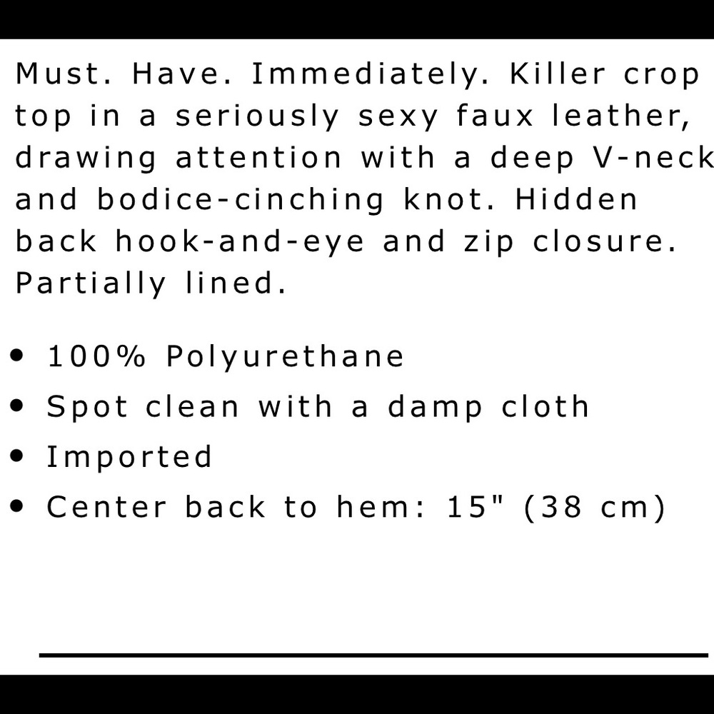 Bebe Faux Leather Knot Crop Top - Picture 5 of 5