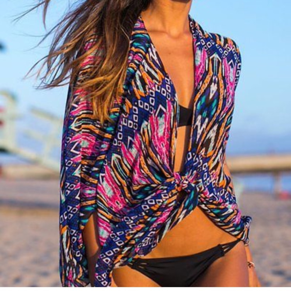Cute multi colored kimono! Great beach cover up