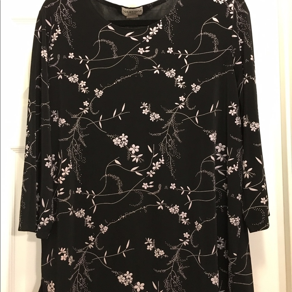 Black Stretchy Top with Flowers by Notations