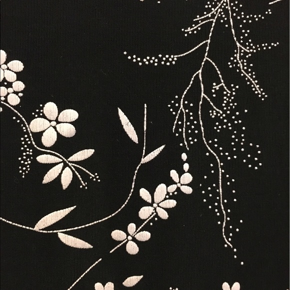 Black Stretchy Top with Flowers by Notations - Picture 2 of 3