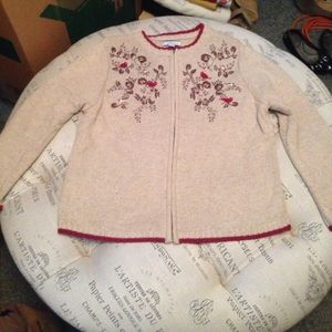 Croft & Barrow zip bird cardigan size PM