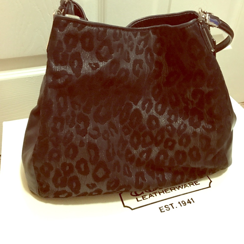 Coach black leopard purse
