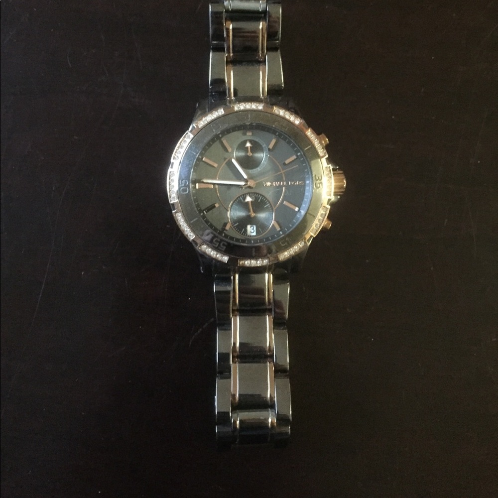 Michael Kors Gunmetal Glitz Rose Gold Watch