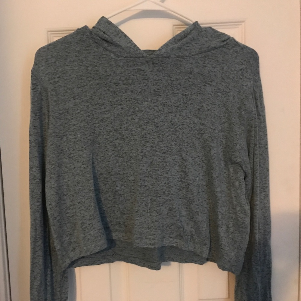 Long Sleeve Crop Top With Hoodie