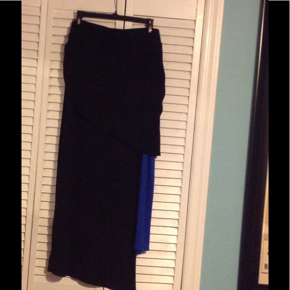 Cobalt Blue Color Block Maxi Skirt