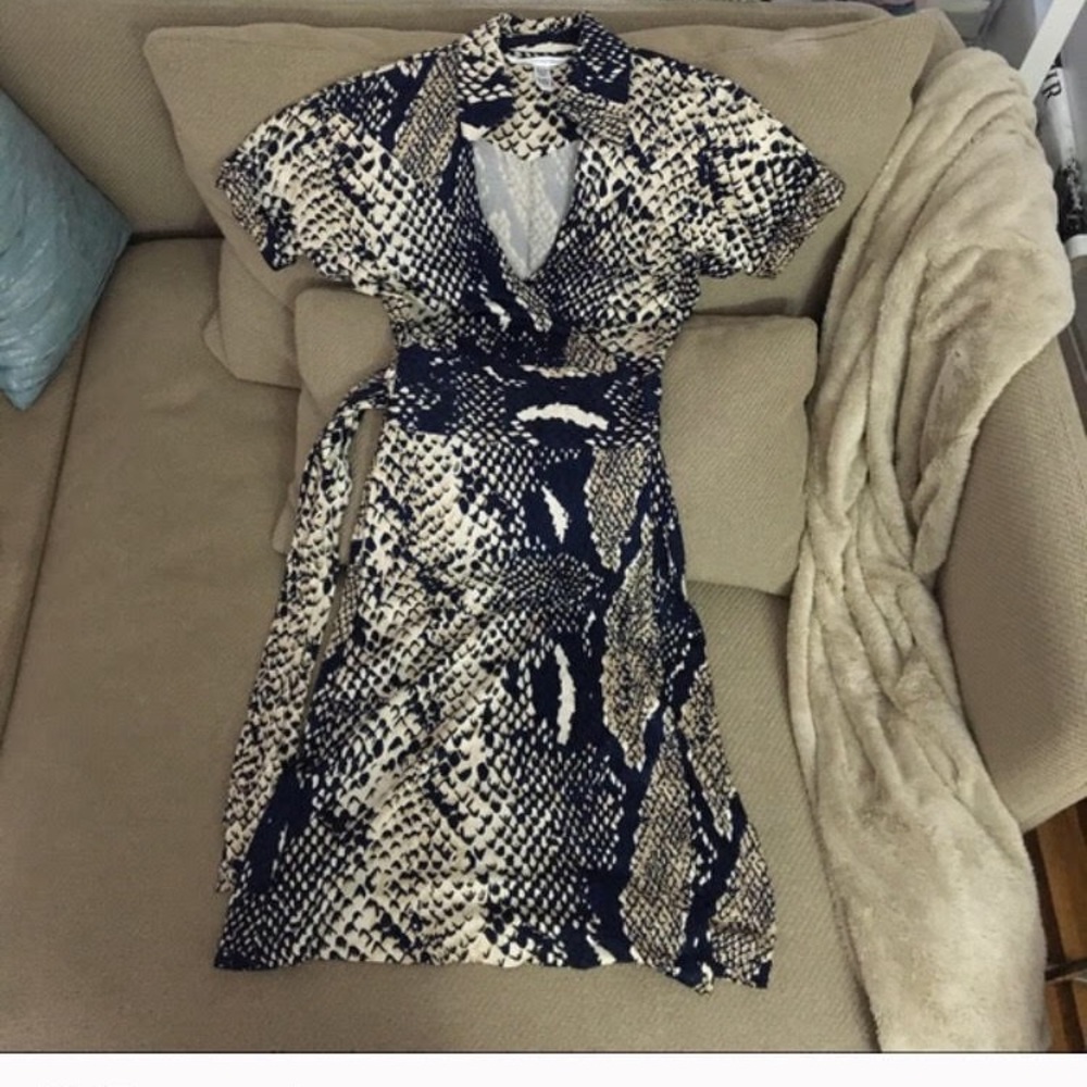 DVF Wrap Dress stands out in a python print.