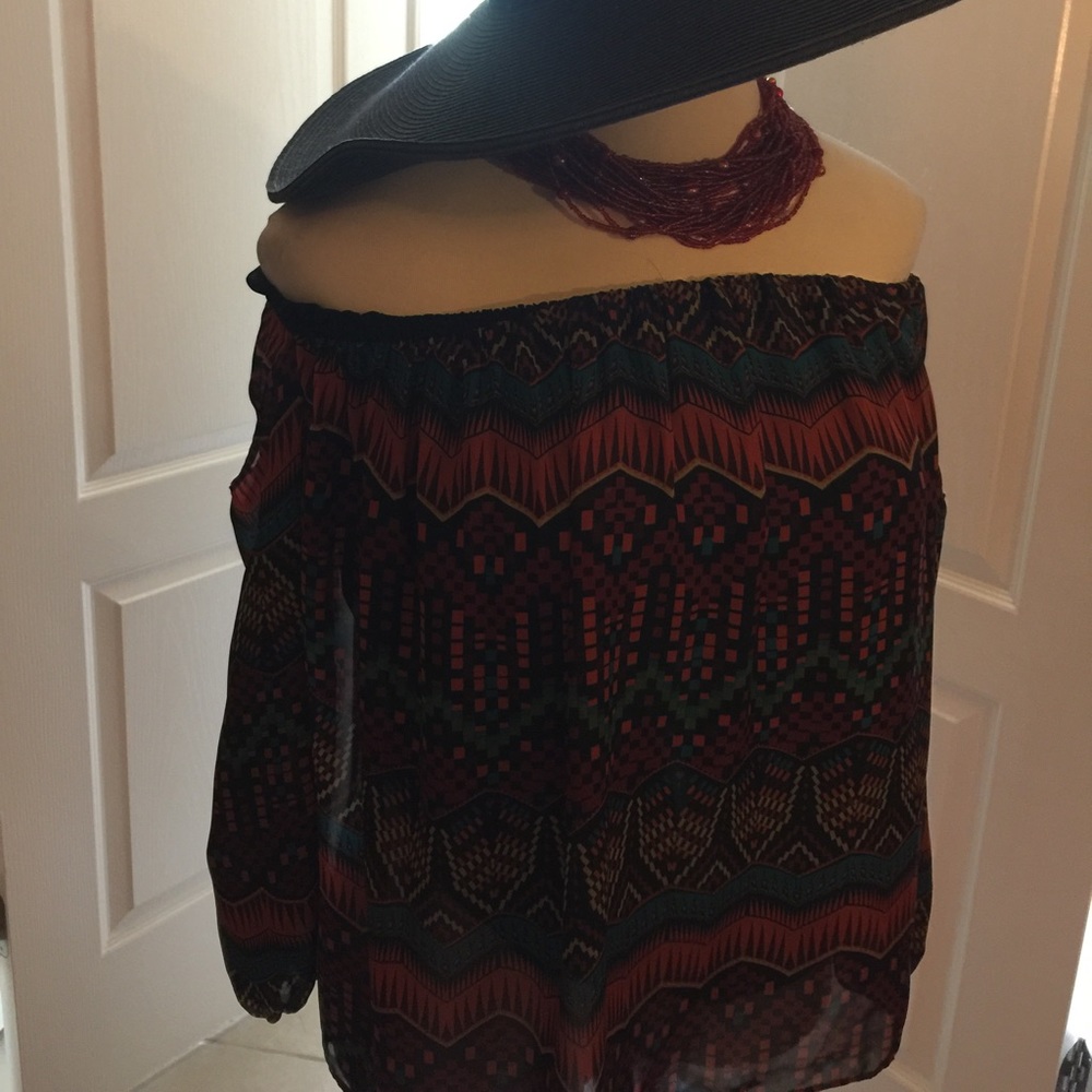 Thierry Mugler Couture Sheer Cold  Shoulder Top LG