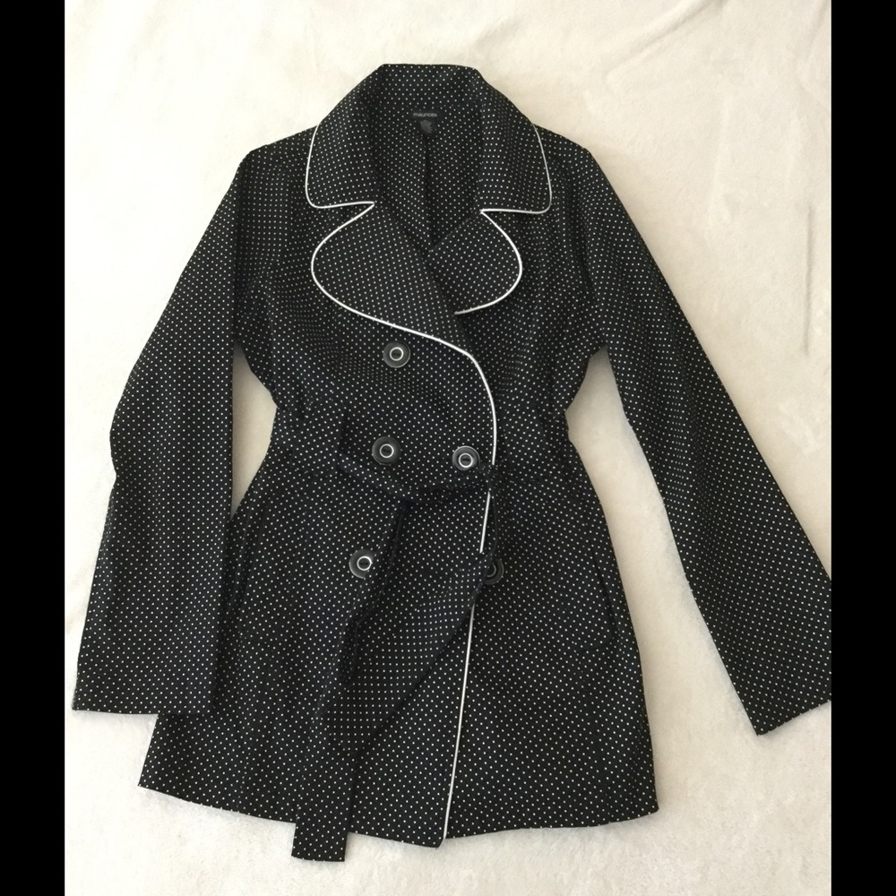 Black wth White Polka dots rain coat