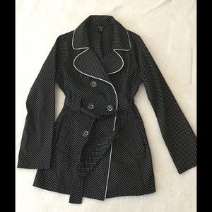 Black wth White Polka dots rain coat