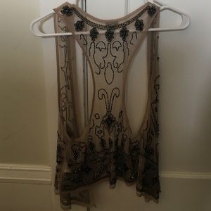 Beaded mesh vest