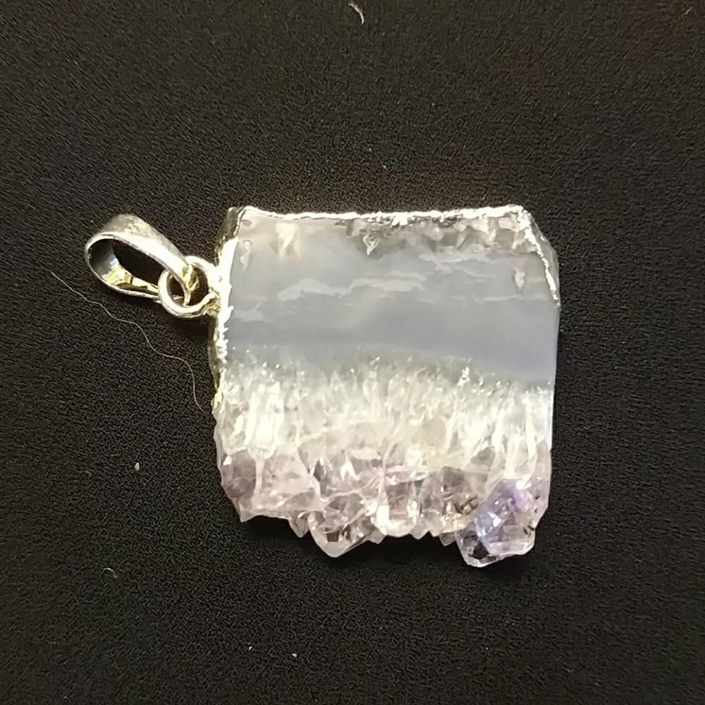 Silver dipped natural lavender amethyst druzy