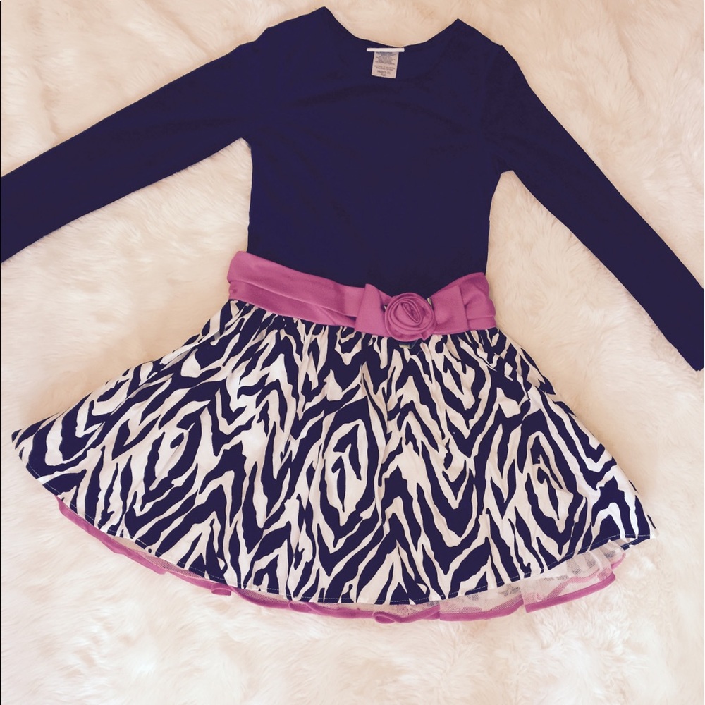 Long Sleeve, Knee-Length Dress (Zebra Print)