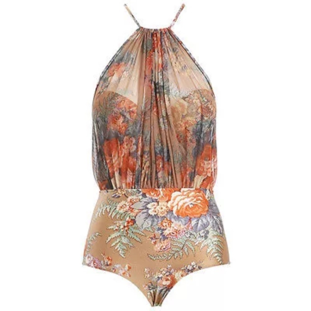 Vintage Style Floral Mesh Swimsuit - Picture 5 of 8