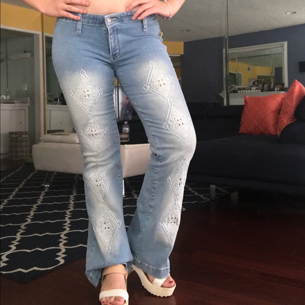 VINTAGE FLARE PANTS WITH CUTOUT DETAIL
