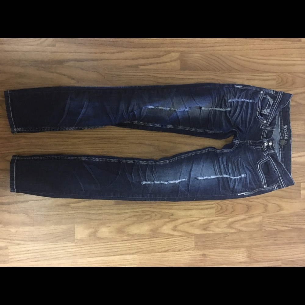 Dark distressed jeans