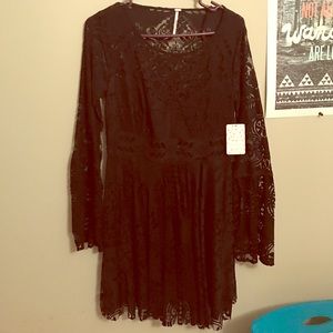 Free People Black lace dress
