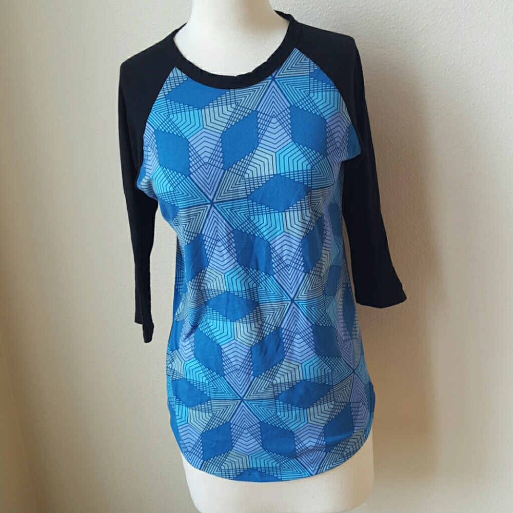 Pretty Blue Green and Purple Geometric Top Lularoe