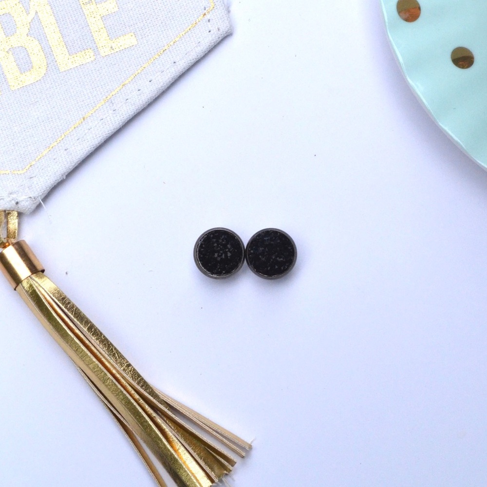 Black Gunmetal Earrings - Picture 1 of 3