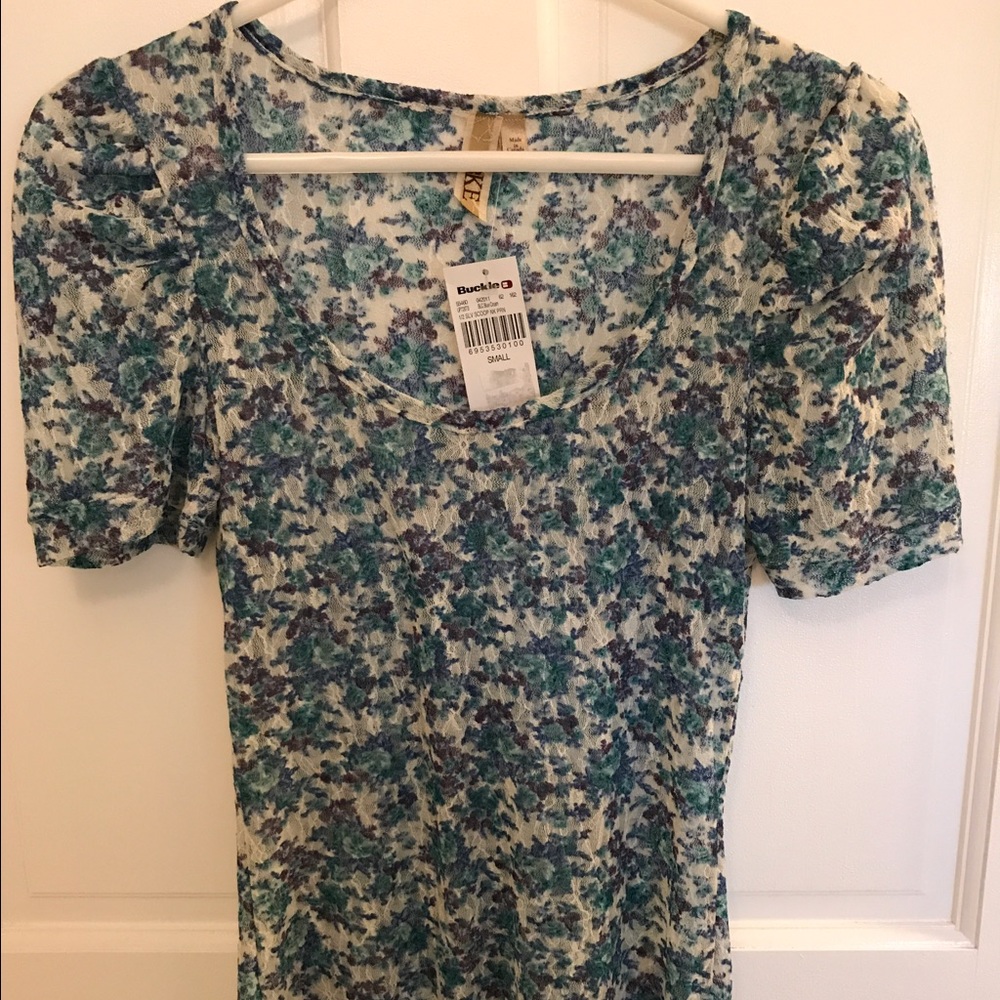 BKE floral sheer top
