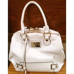Stylish White Versace Kisslock Handbag