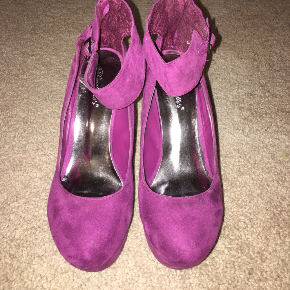 Purple wedge , ankle cuff