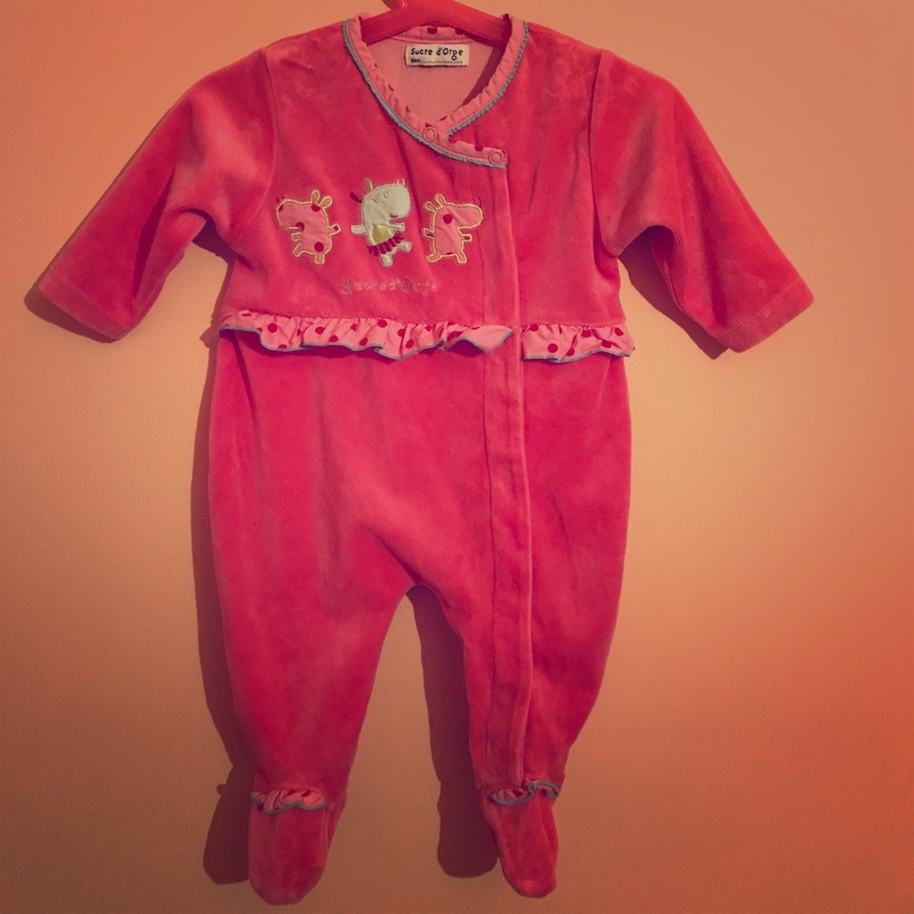 Velvet Coral Color Happy Hippos Suit
