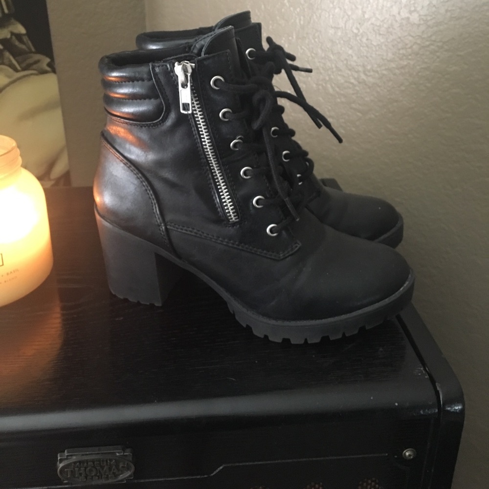 Combat heeled boots