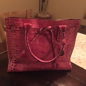 Dooney & Bourke Lizard Embossed Pink Satchel