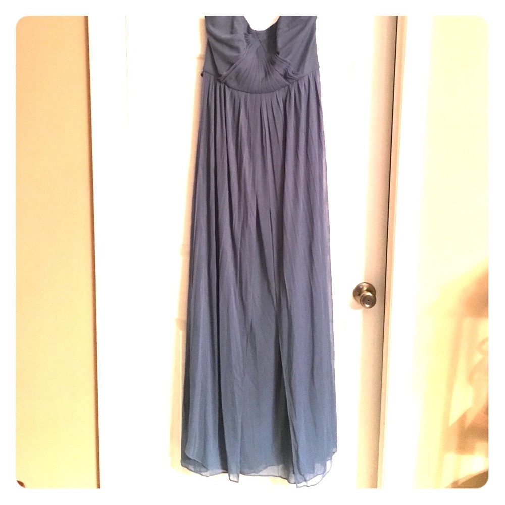 Davids Bridal Versa dress in slate blue