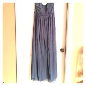 Davids Bridal Versa dress in slate blue