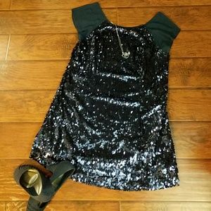 Asos Sequined Navy blue party dress