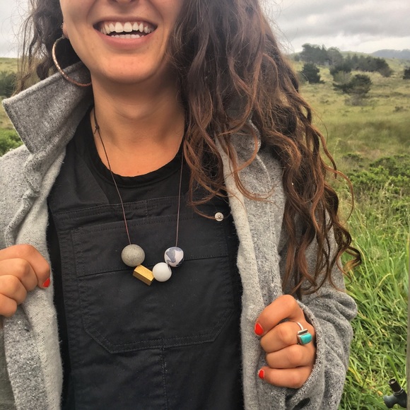 Geometric Necklace with Handcrafted Beads - Picture 1 of 4